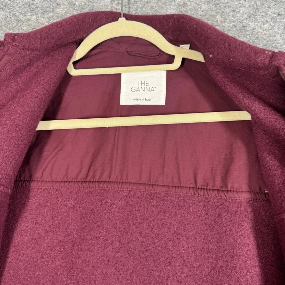 Wilfred Free The Ganna Burgundy Merino Wool Shirt Jacket XS Cozy Shacket